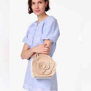 Kate Spade 3D Flora rose straw crossbody